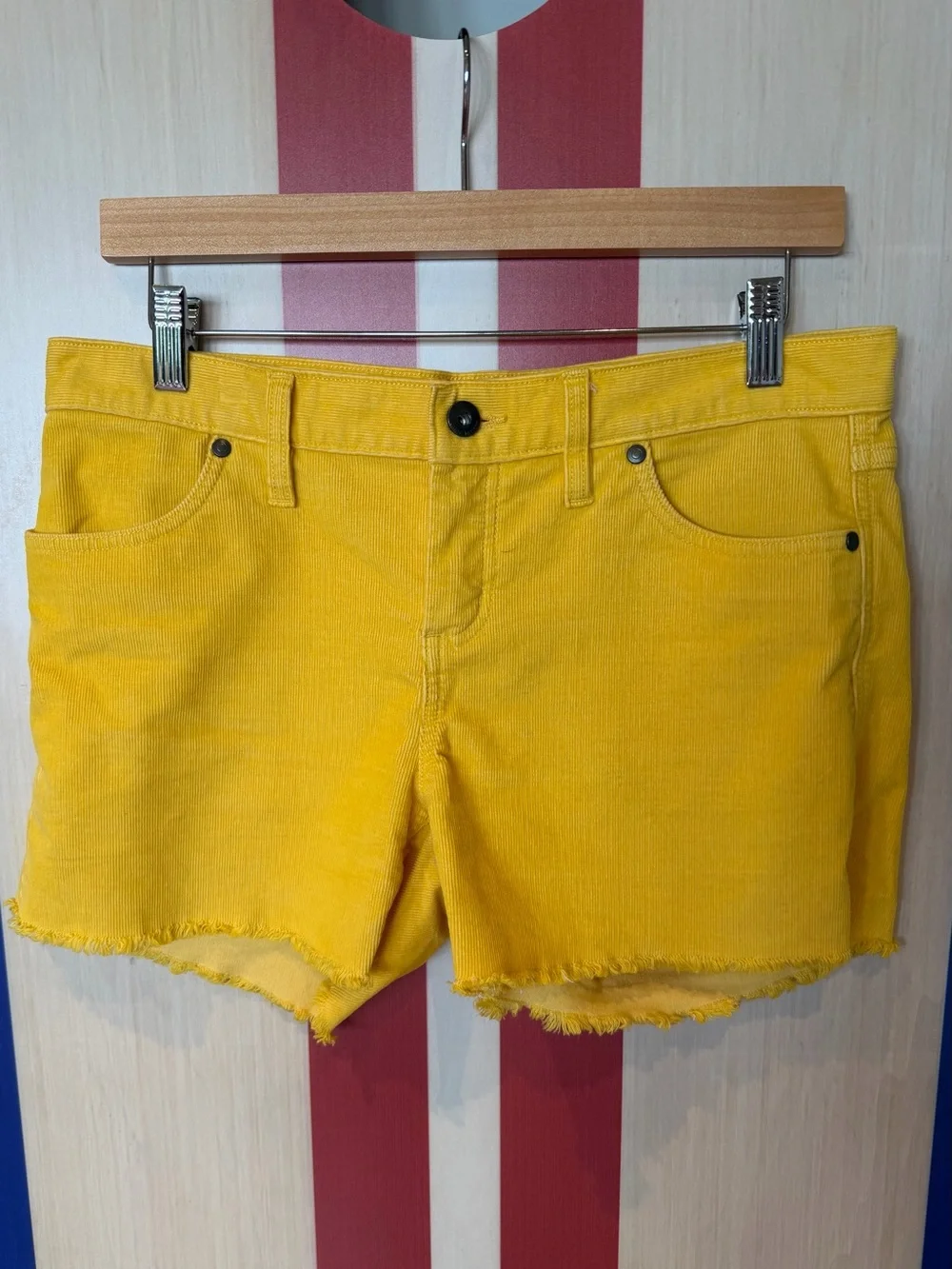 Carve Designs Yellow Corduroy Frayed Hem Shorts